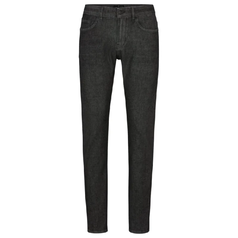 Casual Friday Jeans for Relaxed -Slim-fit jeans in black performance-stretch knitted denim