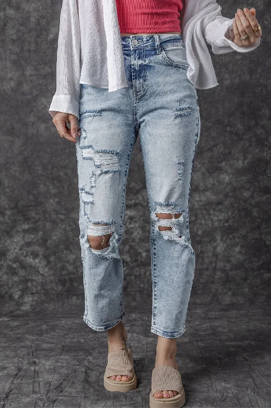 Birthday Jeans for Celebration -Distressed High Waist Jeans