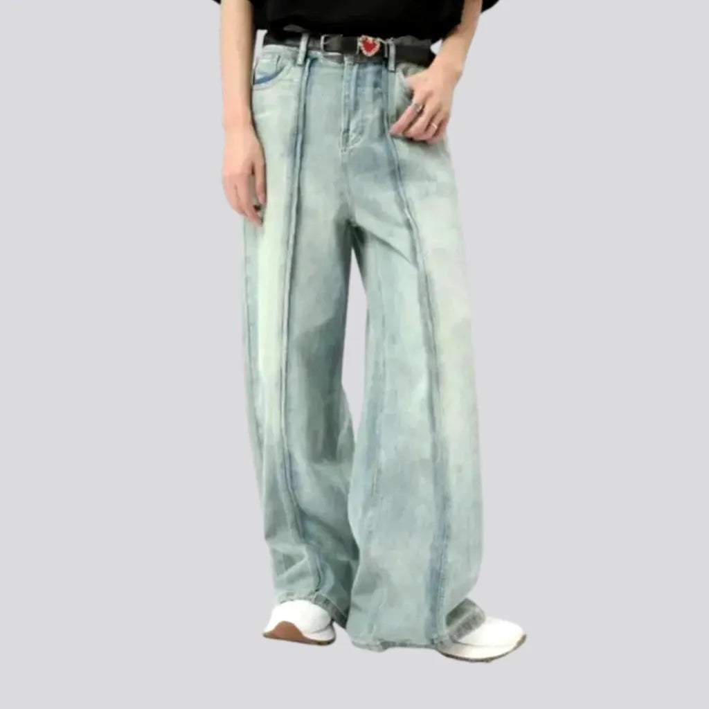 Acid Wash Jeans for Vintage -Mid-rise baggy jeans for men