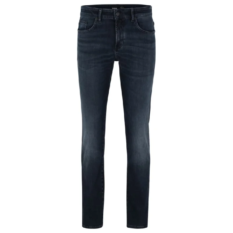 Straight Jeans for Classic Style -Slim-fit jeans in blue knitted denim