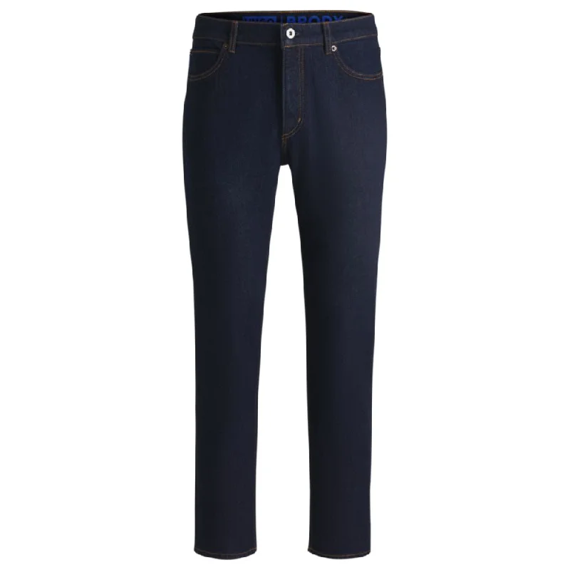 Mother's Day Jeans for Gift -Tapered-fit jeans in dark-blue stretch denim