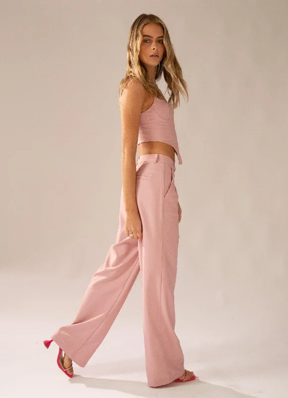 Breathable linen pants for hot summer days -Magdalena Suit Pants - Lovers Pink