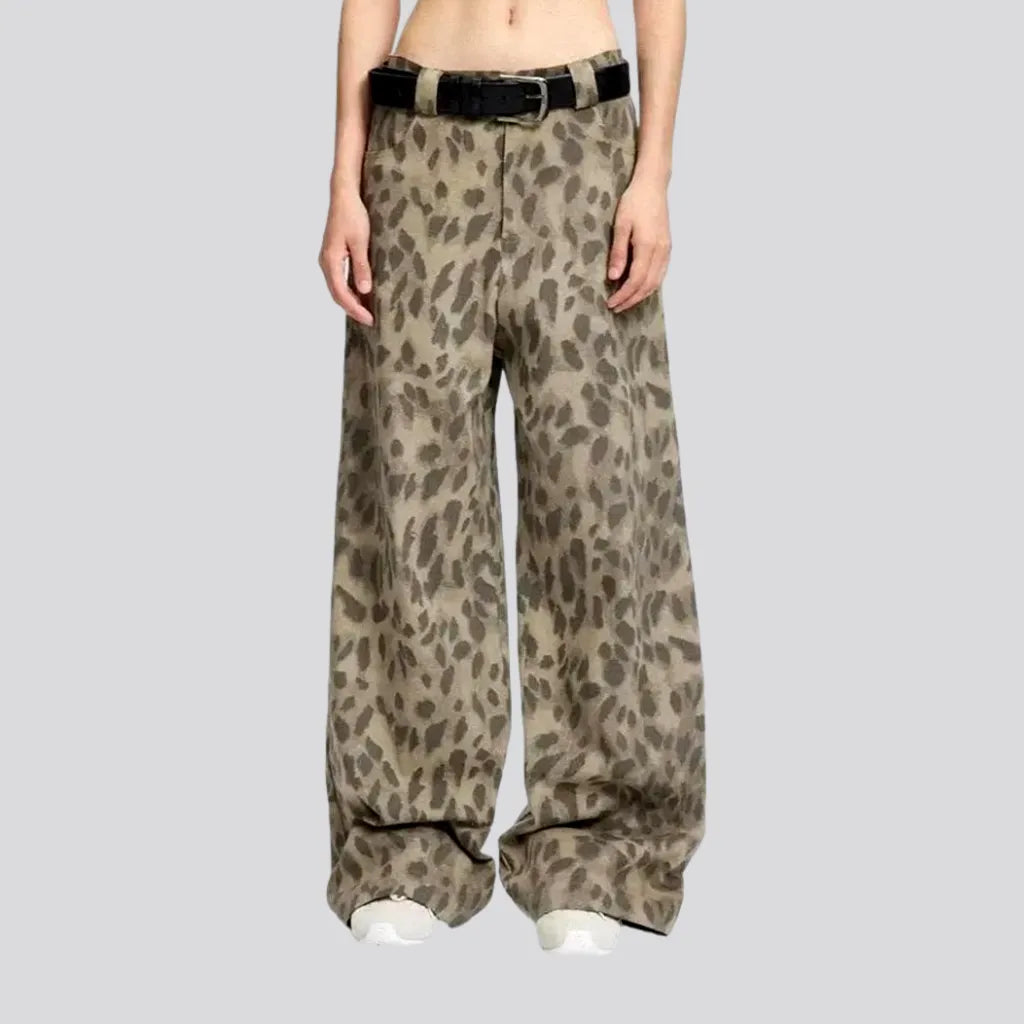 Dance Jeans for Movement -High rise animal print baggy jeans for women