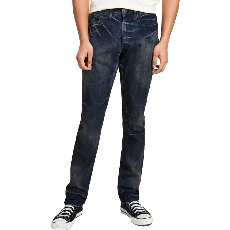 Dark Wash Jeans for Elegance -Heroes Motors Mens Denim High Rise Straight Leg Jeans