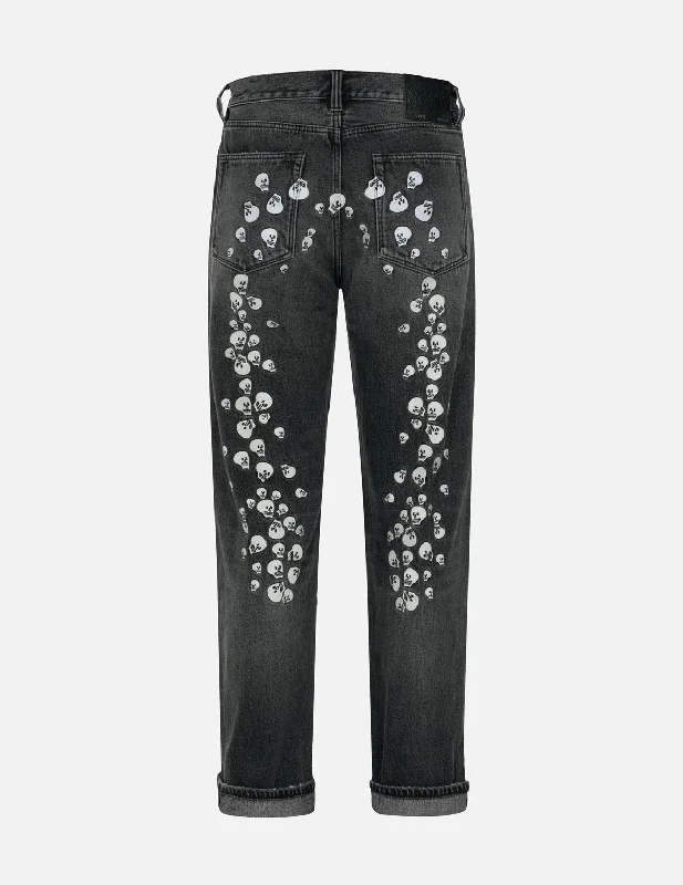 Studded Jeans for Punk -Skull Embroidery Daicock Baggy Jeans