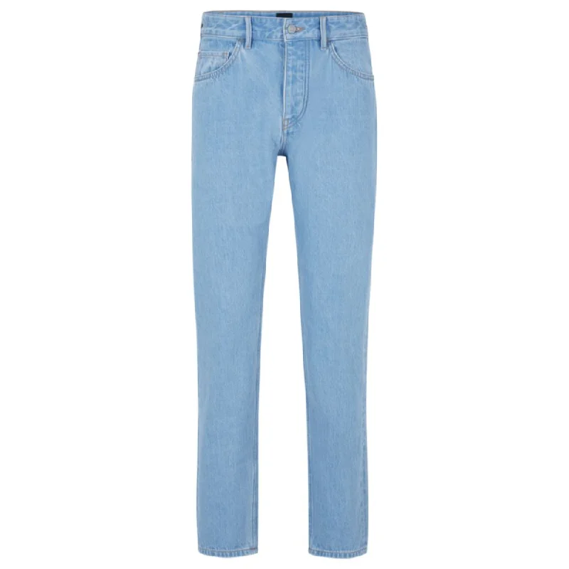 Designer Jeans for Luxury -Tapered-fit jeans in blue pure-cotton denim