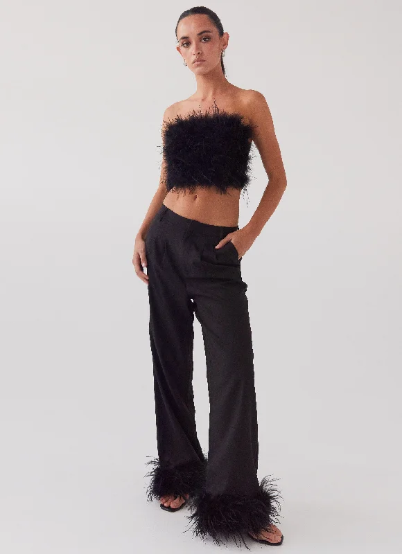 Pleated trousers pants for sophisticated gentleman charm -Shake It Off Feather Pants - Night