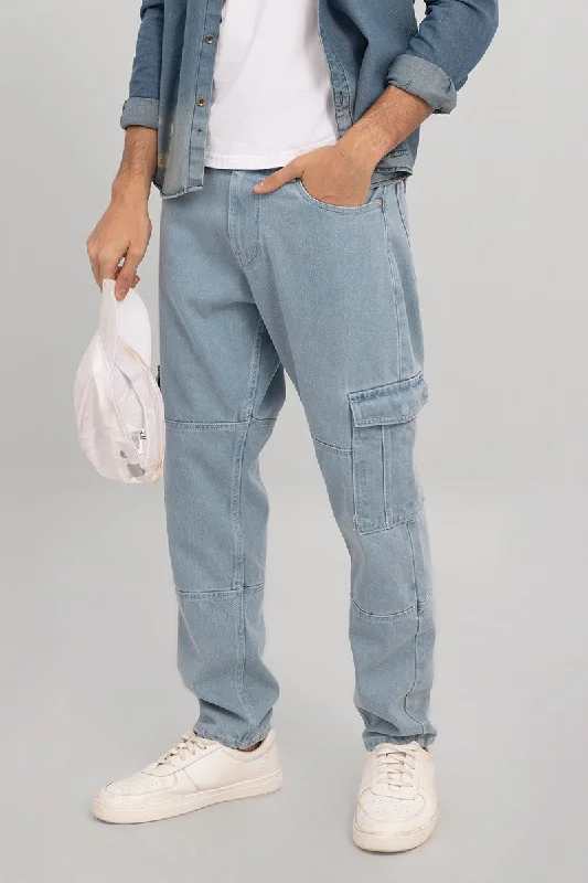 Hunting Jeans for Woods -Heft Sky Blue Cargo Baggy Jeans