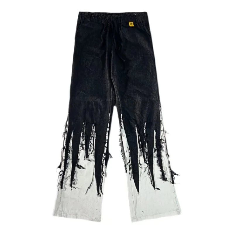 Cuffed Jeans for Stylish Touch -Punk Panel Distressed Baggy Jeans