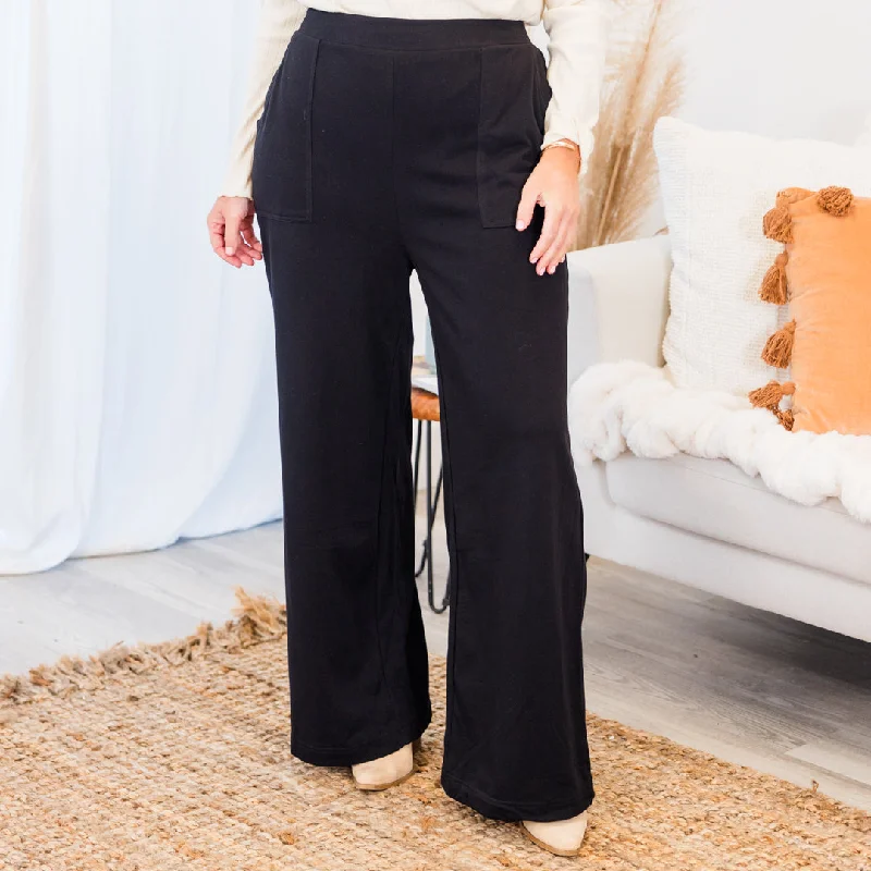 Cozy sweatpants pants for lazy Sunday mornings -Two Steps Ahead Pants, Black