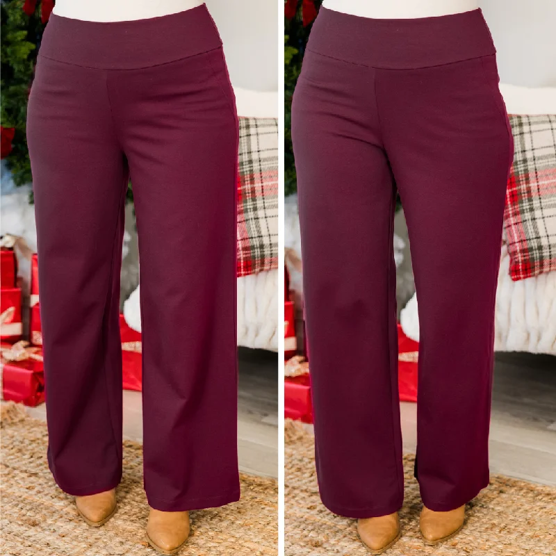 Rugged work pants for construction job durability -Highly Favored Pants, Wine