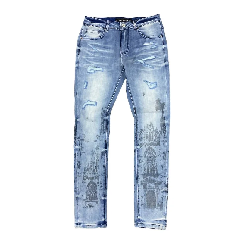 Maxi Skirt Jeans for Elegant -Men's Church Jeans In Blue