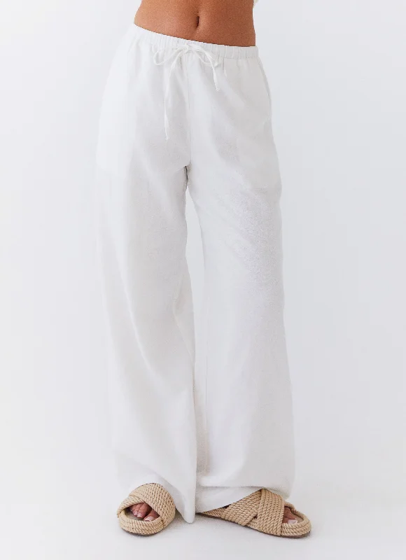 Weatherproof hiking pants for all-season trail use -Fresh Face Linen Pants - White