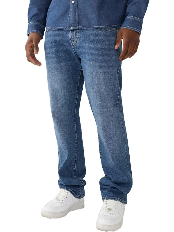 Raw Denim Jeans for Authentic -RIcky Mens Relaxed Whisker Wash Straight Leg Jeans