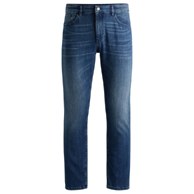 Fringed Jeans for Western -Slim-fit jeans in blue mechanical-stretch denim