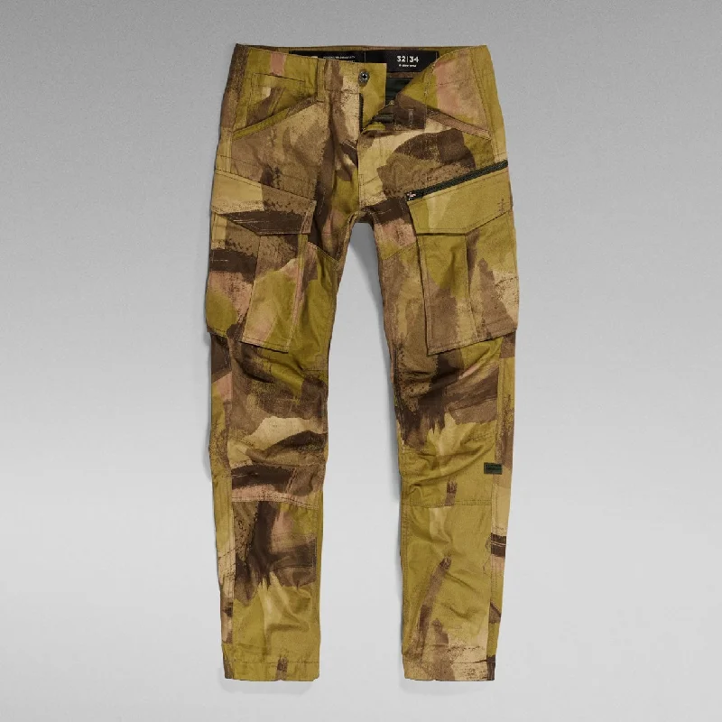 Bold plaid pants for eye-catching style choices -G-Star “Rovic” Safari Watercolor Camo Pants