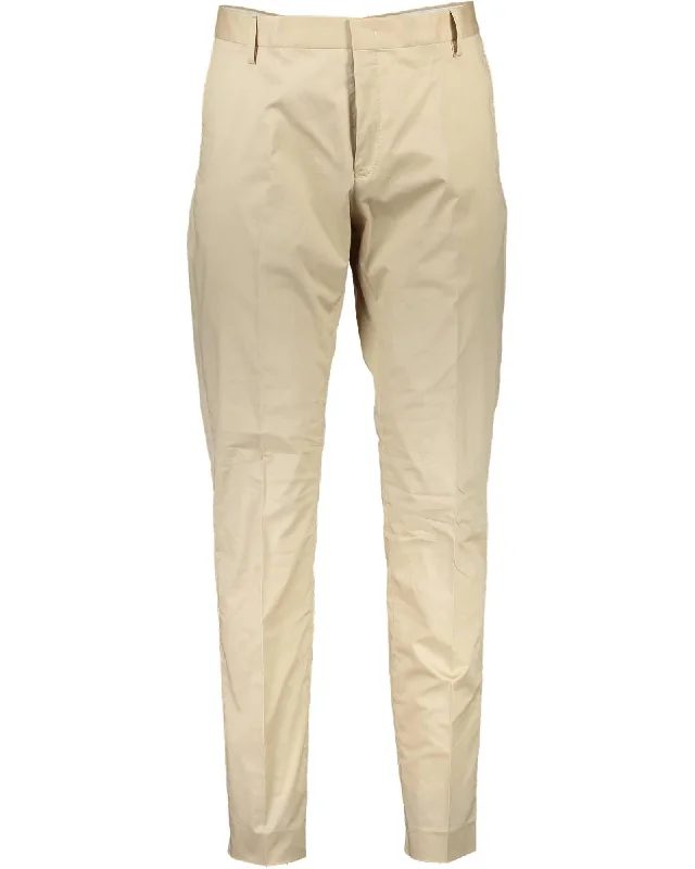 Breathable linen pants for hot summer days -Gant Slim Fit Cotton Pants for Men Beige