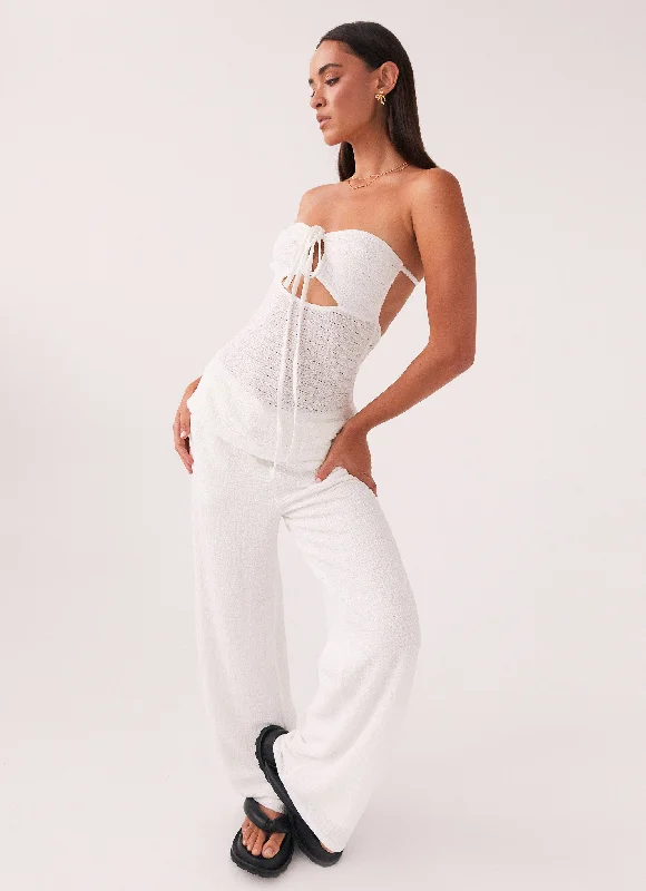 Stylish cropped pants for warm season trends -Jadey Waffle Pants - White