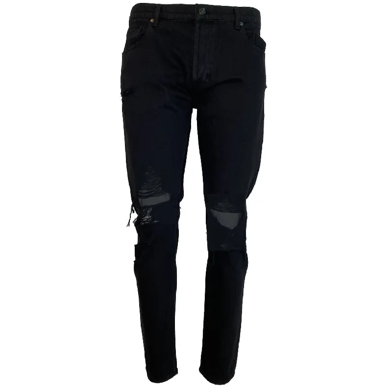 Yoga Jeans for Stretch -Men's Skinny Paxtyn Destroyed Jeans In Black Destroy