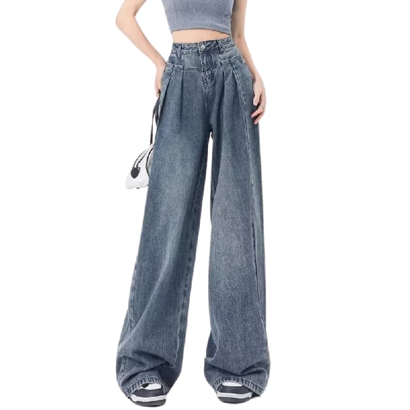 Raw Denim Jeans for Authentic -Women's Classic High Rise Baggy Jeans