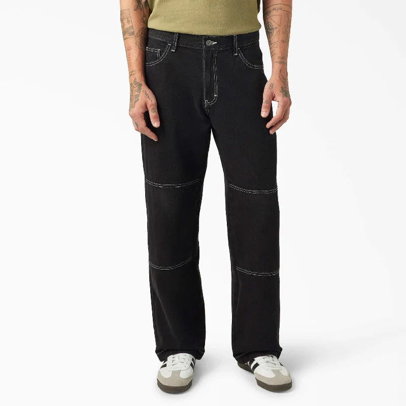 Acid Wash Jeans for Vintage -Relaxed Fit Double Knee Jeans