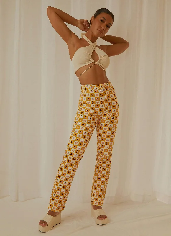 Stylish leather pants for edgy night looks -Pina Colada Pants - Fruit Checkers