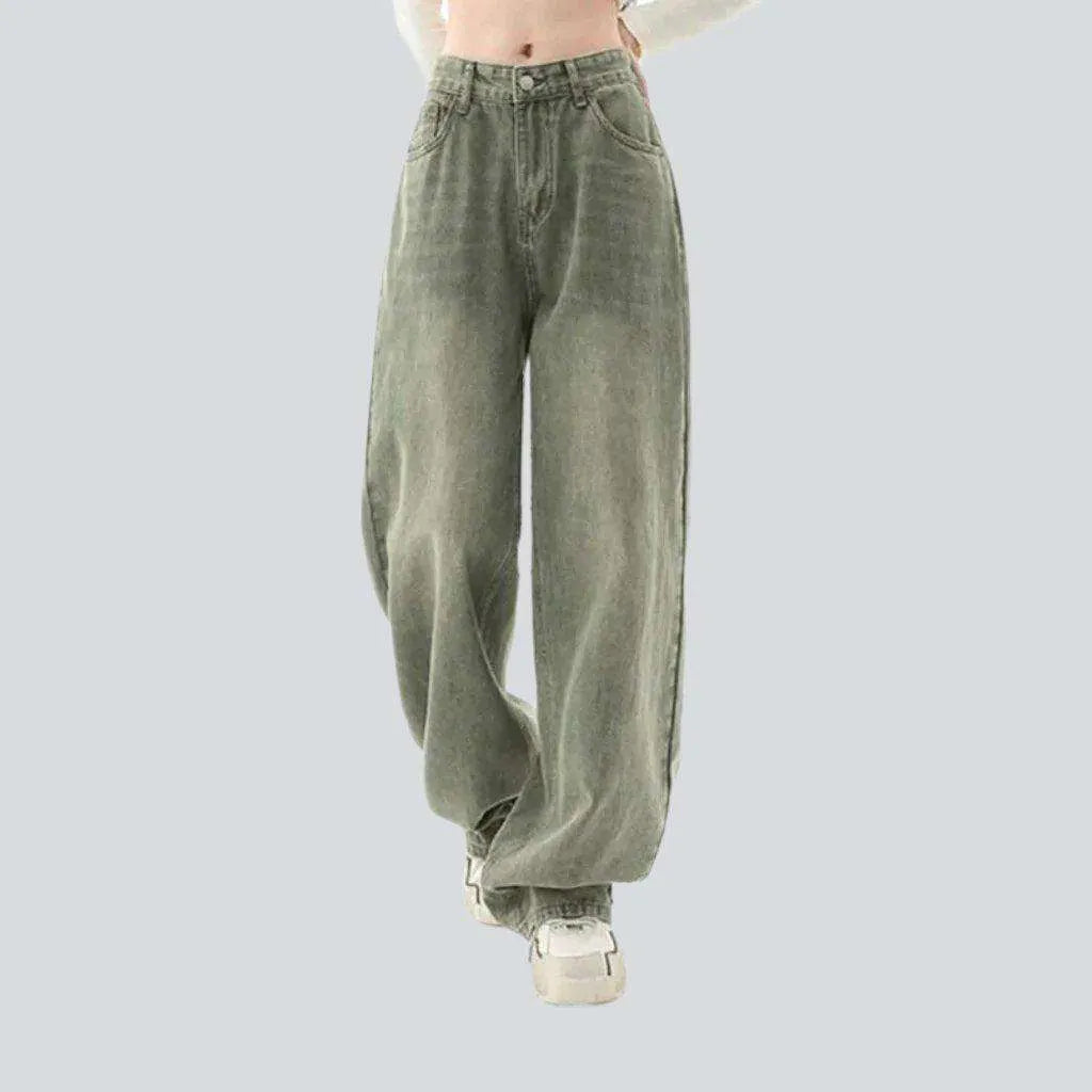 School Jeans for Uniform -Pale green vintage baggy jeans