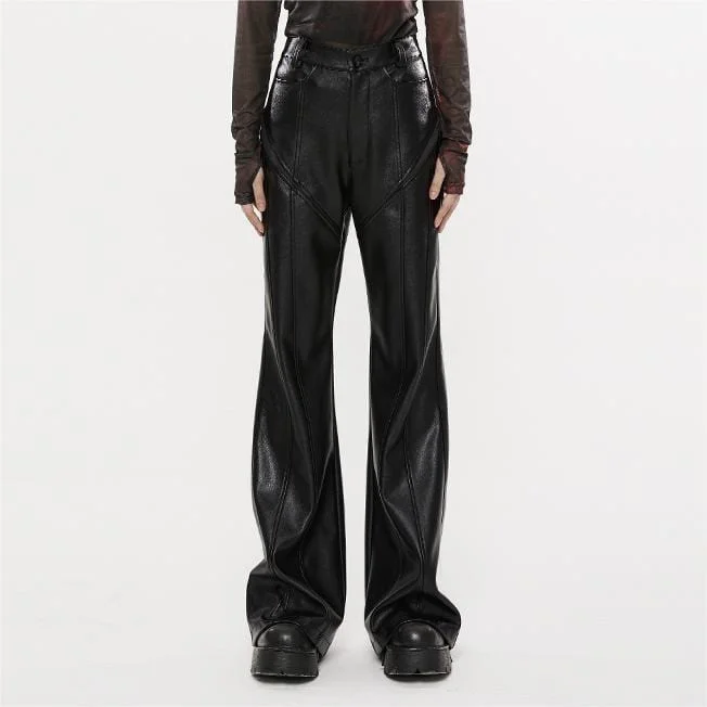 Stylish leather pants for edgy night looks -Women's Punk Faux Leather Flared Pants