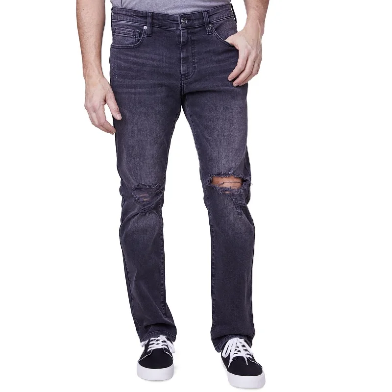 Four Pocket Jeans for Simplicity -Lazer Mens Mid Rise Destroyed Slim Jeans