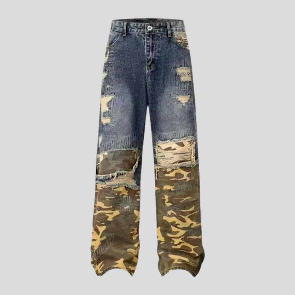 Wide Leg Jeans for Comfort -Camouflage vintage baggy jeans for men