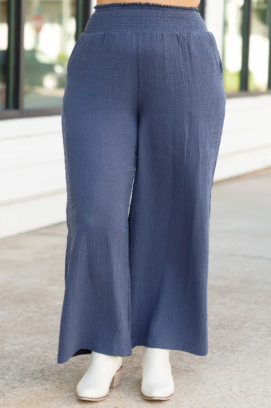 Stylish cropped pants for warm season trends -Free Flowin' Pants, Navy