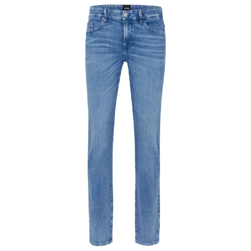 Ripped Jeans for Trendy Look -Slim-fit jeans in blue Italian denim