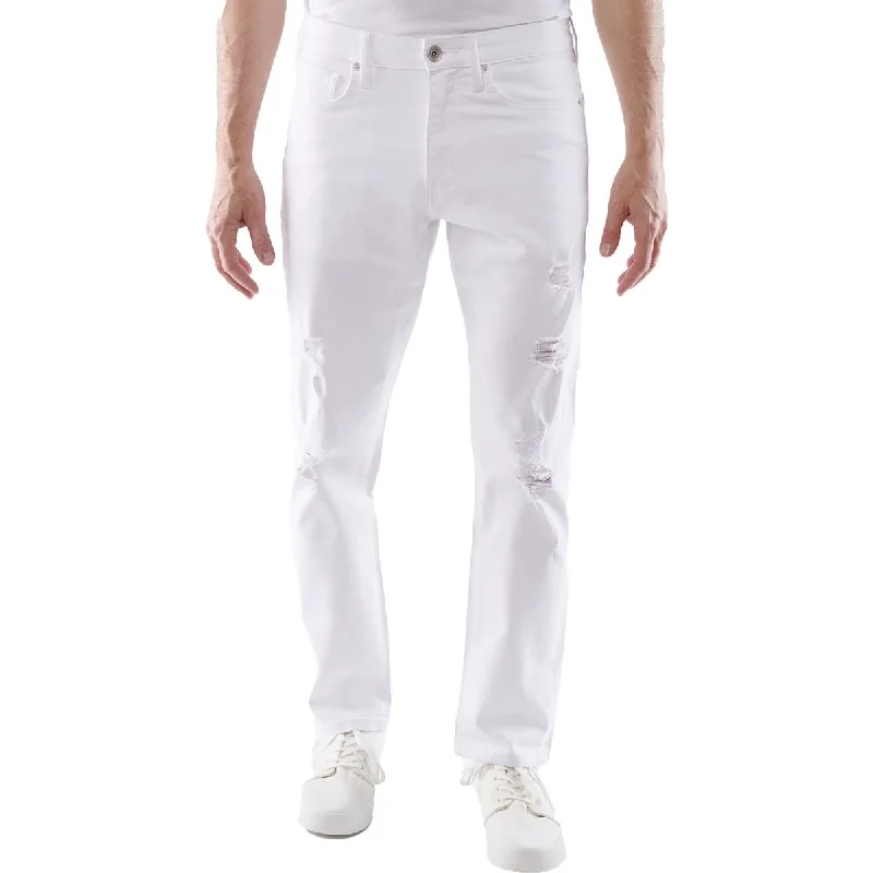 Low Waisted Jeans for Casual -Lazer Mens Slim Fit Mid Rise Slim Jeans