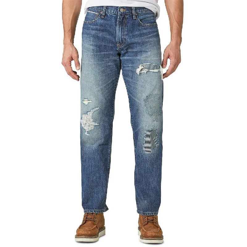 Light Wash Jeans for Casual -Lucky Legend Mens Destroyed Medium Wash Straight Leg Jeans