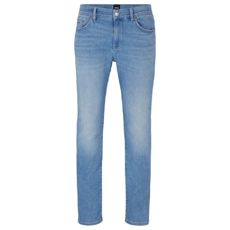 Zipper Fly Jeans for Convenience -Slim-fit jeans in light-blue soft stretch denim