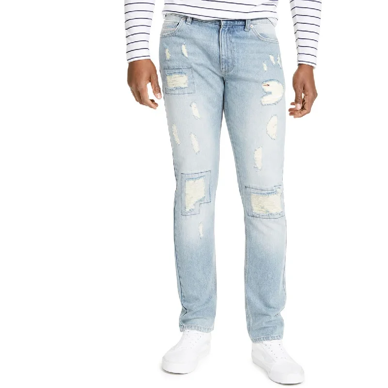 Weekend Jeans for Lazy -Sun + Stone Mens Mid-Rise Distressed Slim Jeans