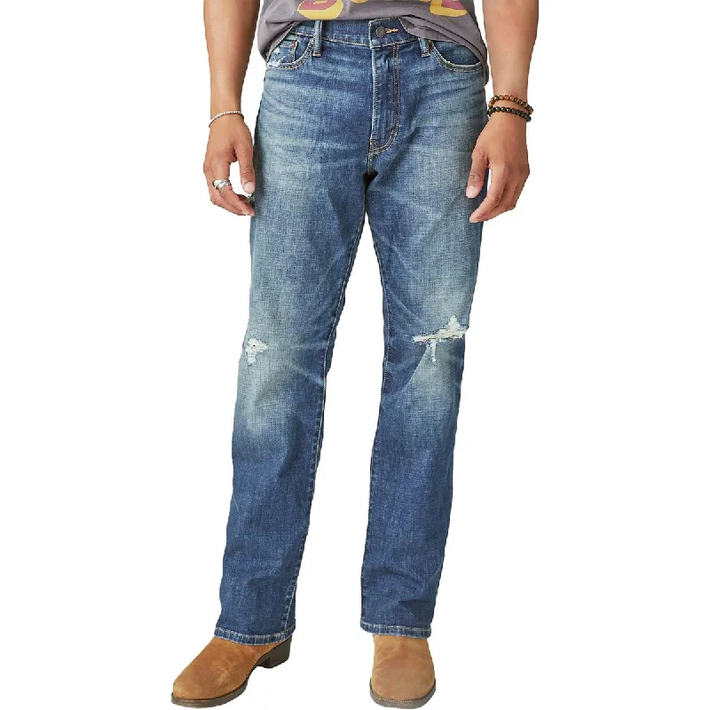 Frayed Hem Jeans for Edgy -Lucky Brand Mens Mid Rise Distressed Bootcut Jeans