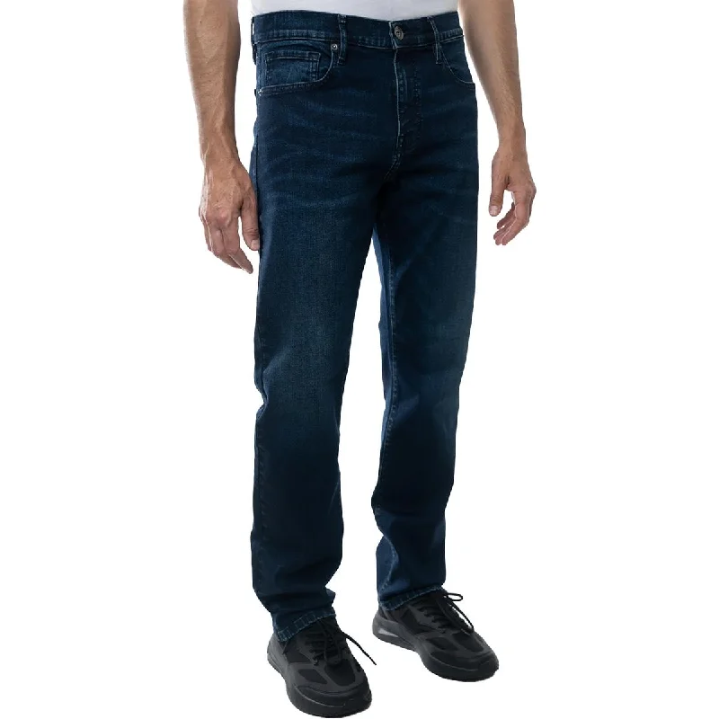 Raw Hem Jeans for Trendy -Lazer Mens Denim Straight Leg Jeans