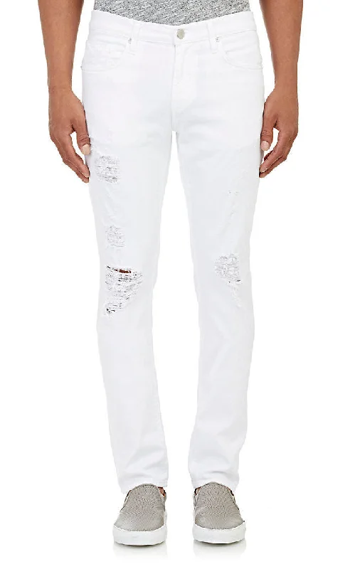 Camping Jeans for Wilderness -J Brand Men's Tyler White Solace Distressed Slim Fit Jeans