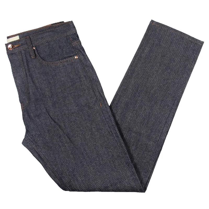 Raw Denim Jeans for Authentic -The Unbranded Brand Mens Tapered Fit Mid-Rise Straight Leg Jeans