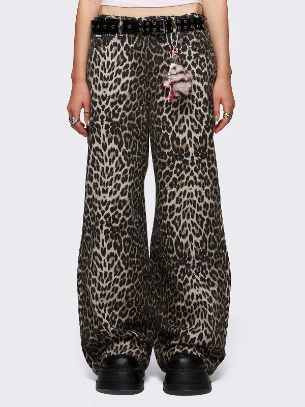 Bootcut Jeans for Flattering -Leopard Baggy Jeans