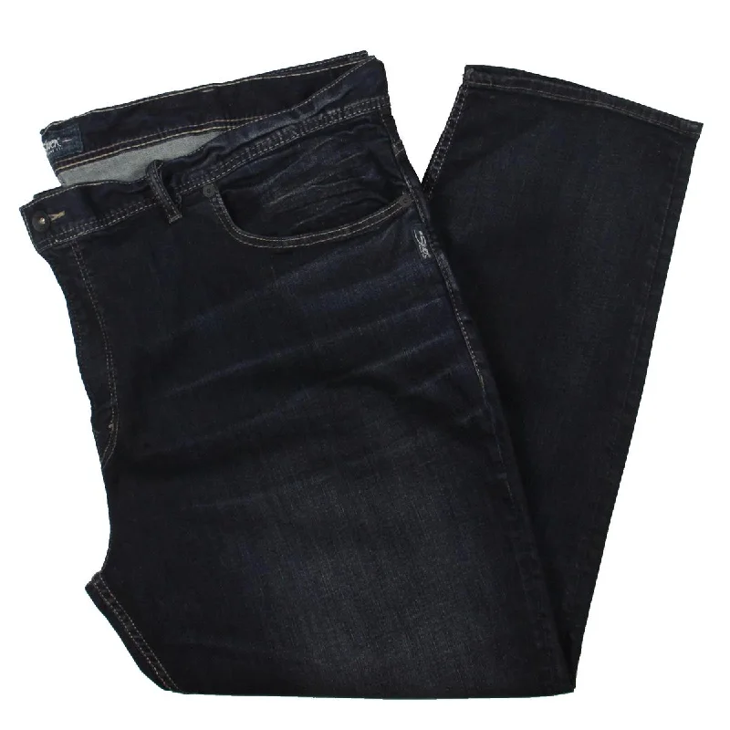 Cycling Jeans for Biking -Silver Jeans Co. Mens Big & Tall Grayson Denim Dark Wash Straight Leg Jeans