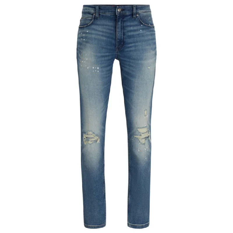 Travel Jeans for On-the-go -Extra-slim-fit jeans in blue comfort-stretch denim