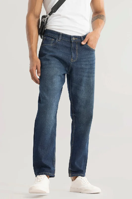 Rolled Shorts Jeans for Style -Downtown Indigo Blue Baggy Jeans