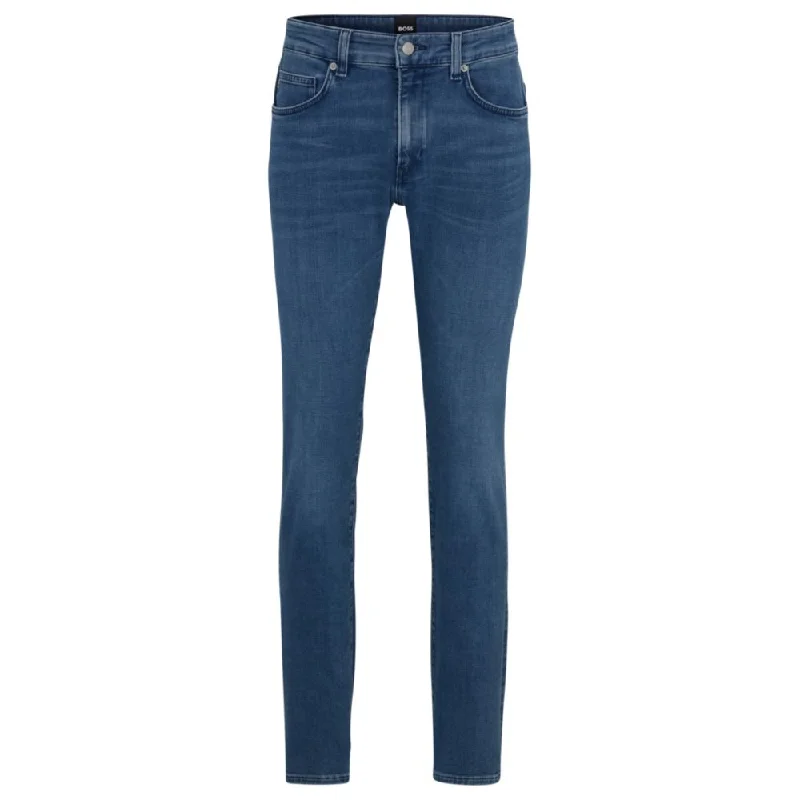 Button Fly Jeans for Traditional -Slim-fit jeans in coal-navy Italian denim