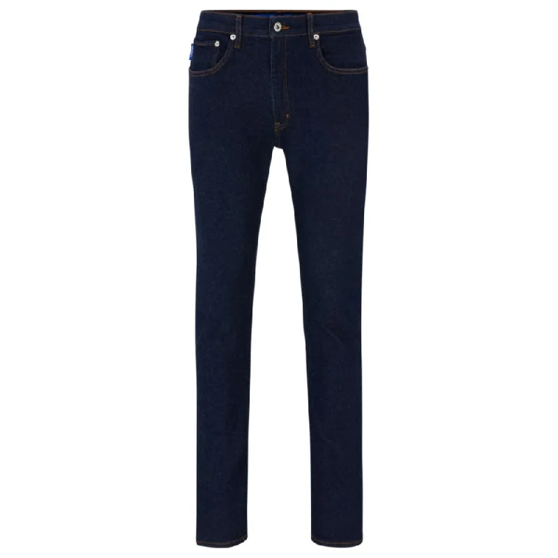 Frayed Hem Jeans for Edgy -Extra-slim-fit jeans in dark-blue stretch denim