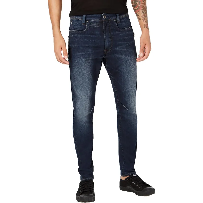 Painted Back Pocket Jeans for Artistic -G-Star Raw Mens Mid-Rise Dark Wash Slim Jeans