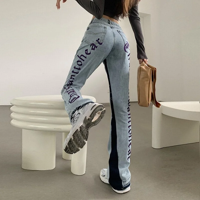 Moisture-wicking pants for intense gym workouts -Woman Letters Embroidery Pants