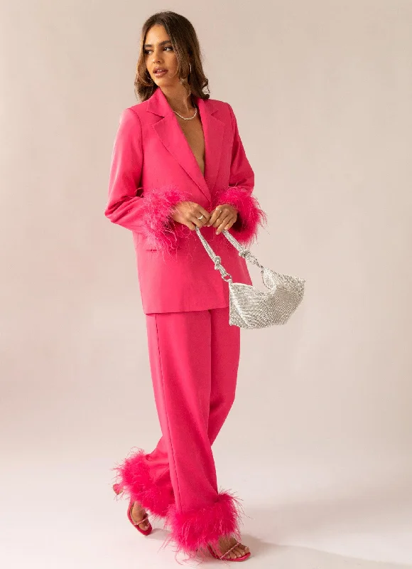 Tailored dress pants for professional office meetings -Shake It Off Feather Pants - Magenta