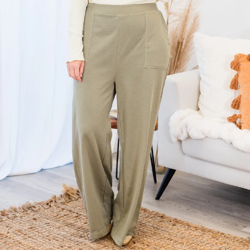 Stretchy skinny pants for figure-hugging appeal -Two Steps Ahead Pants, Green